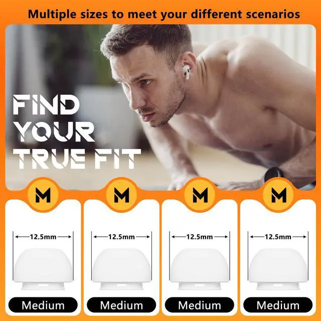 Alt view image 2 of 6 - Inesore 4 Pairs Replacement Ear Tips for AirPods Pro 2nd/1st (Medium-White)