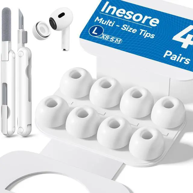 Main image of Inesore 4 Pairs Replacement Ear Tips for AirPods Pro 2nd/1st (Large-White)