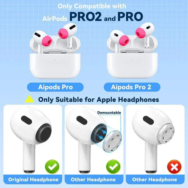 Alt view image 2 of 7 - Inesore 4 Pairs Replacement Ear Tips for AirPods Pro 2nd/1st (Rose red)