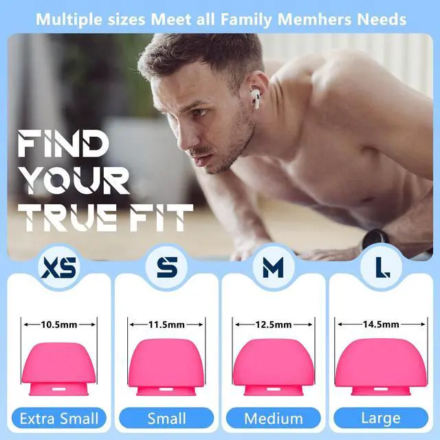 Alt view image 3 of 7 - Inesore 4 Pairs Replacement Ear Tips for AirPods Pro 2nd/1st (Rose red)