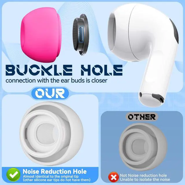 Alt view image 6 of 7 - Inesore 4 Pairs Replacement Ear Tips for AirPods Pro 2nd/1st (Rose red)
