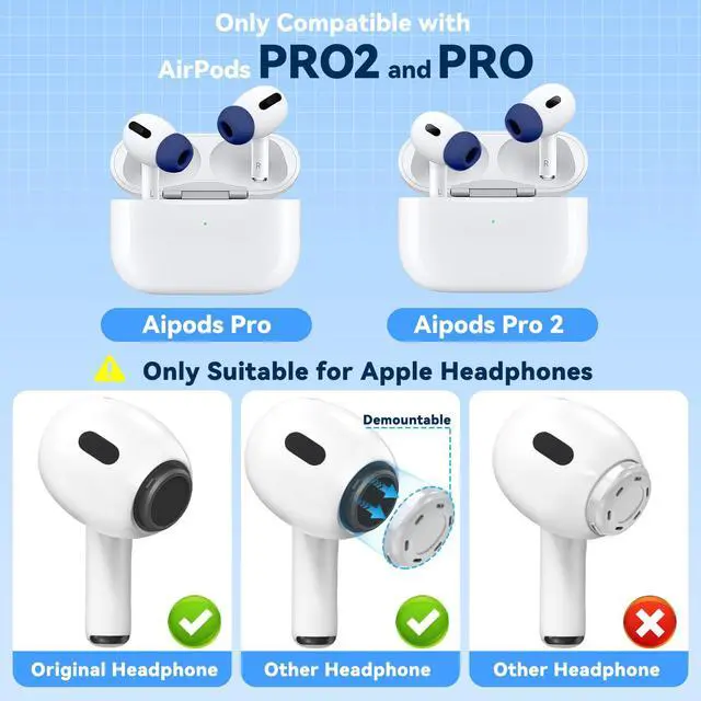 Alt view image 2 of 7 - Inesore 4 Pairs Replacement Ear Tips for AirPods Pro 2nd/1st (Dark Blue)