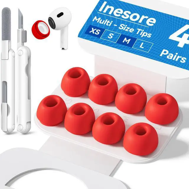 Main image of Inesore 4 Pairs Replacement Ear Tips for AirPods Pro 2nd/1st (red)