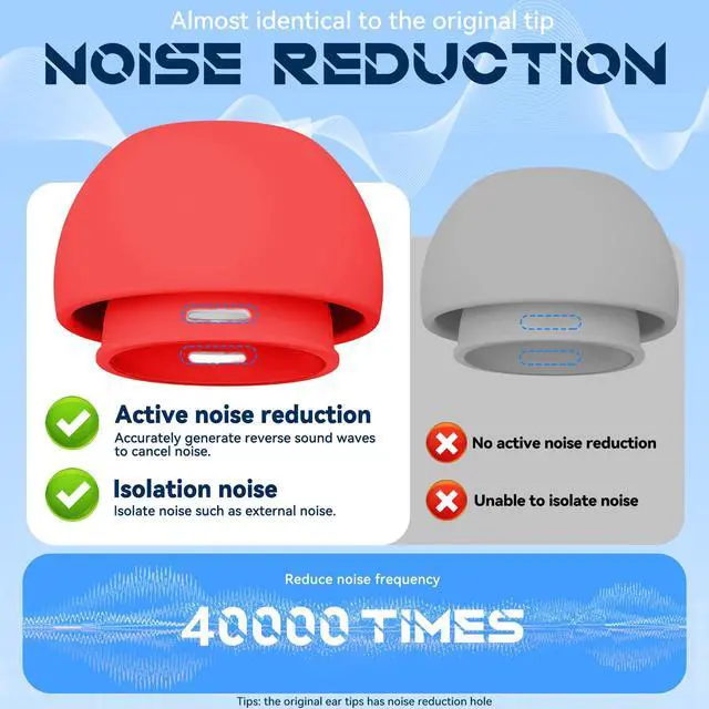 Alt view image 5 of 7 - Inesore 4 Pairs Replacement Ear Tips for AirPods Pro 2nd/1st (red)