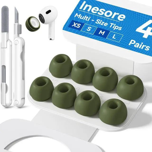 Main image of Inesore 4 Pairs Replacement Ear Tips for AirPods Pro 2nd/1st (Dark Green)