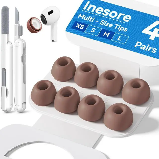 Main image of Inesore 4 Pairs Replacement Ear Tips for AirPods Pro 2nd/1st (Light Brown)