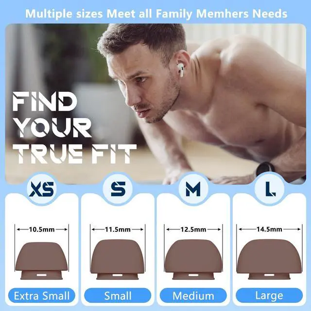Alt view image 3 of 7 - Inesore 4 Pairs Replacement Ear Tips for AirPods Pro 2nd/1st (Light Brown)
