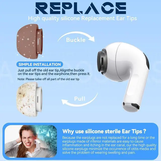 Alt view image 7 of 7 - Inesore 4 Pairs Replacement Ear Tips for AirPods Pro 2nd/1st (Light Brown)