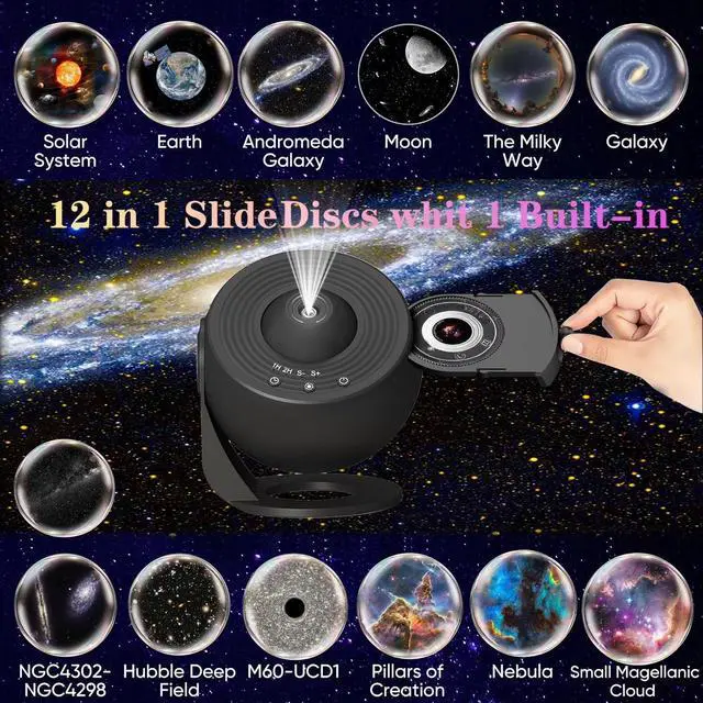 Alt view image 4 of 7 - Planetarium Star Projector 13 Discs Galaxy Night Light USB Timer Lamp