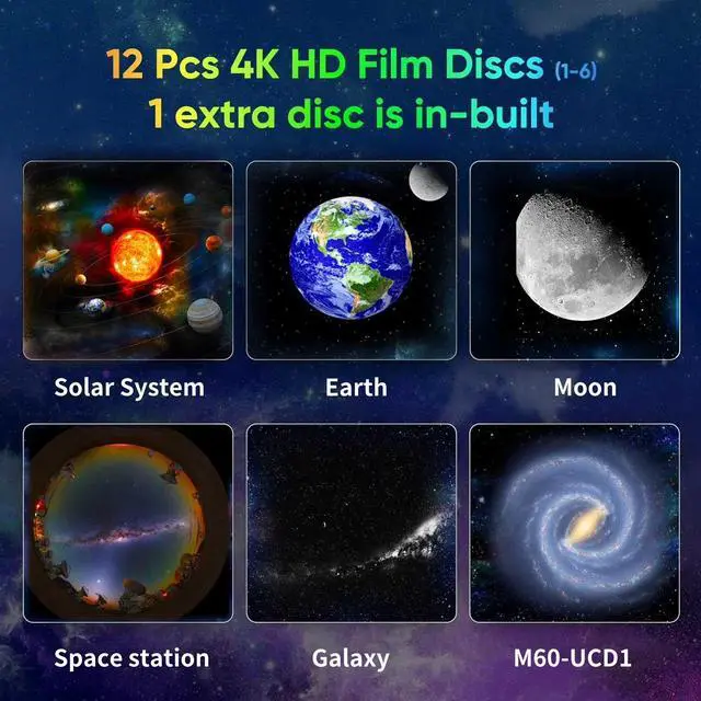 Alt view image 5 of 7 - Planetarium Star Projector 13 Discs Galaxy Night Light USB Timer Lamp