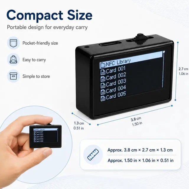 Alt view image 7 of 7 - QXWPBV NFC Tag Emulator with 1.3" OLED Screen, NFC Writer and Rewritable Scanner, 3000+ Tag Storage, Auto UID Refresh, Rechargeable, Compatible with Switch, Wii U and 3DS