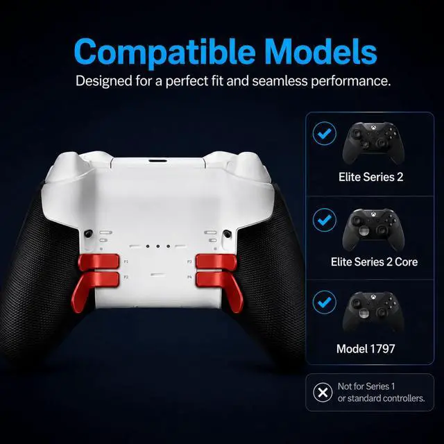 Alt view image 3 of 7 - QXWPBV Red Metal Back Paddles for Xbox Elite Series 2 Core Controller, 4-Piece Replacement Accessories Set