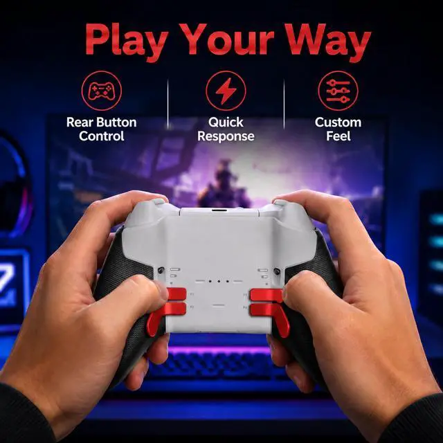 Alt view image 6 of 7 - QXWPBV Red Metal Back Paddles for Xbox Elite Series 2 Core Controller, 4-Piece Replacement Accessories Set
