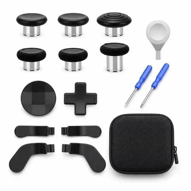 Main image of QXWPBV 17-in-1 Metal Thumbstick and Paddle Upgrade Kit for Xbox Elite Series 2 / Elite Series 2 Core Controller, Black