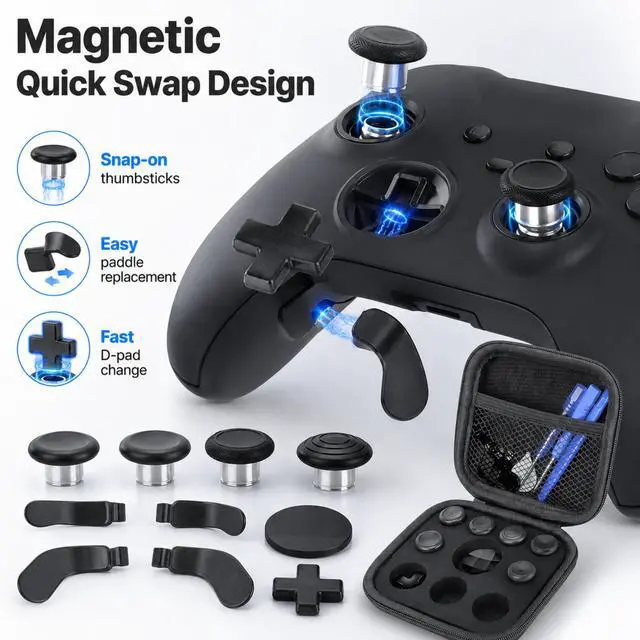 Alt view image 5 of 6 - QXWPBV 17-in-1 Metal Thumbstick and Paddle Upgrade Kit for Xbox Elite Series 2 / Elite Series 2 Core Controller, Black