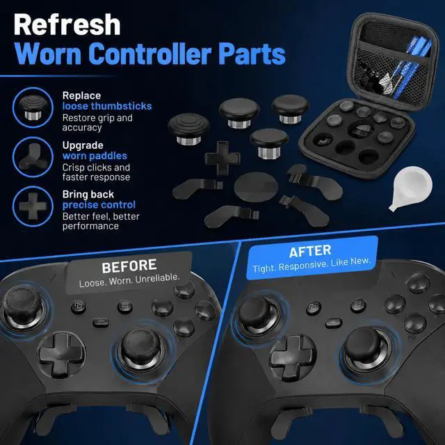 Alt view image 6 of 6 - QXWPBV 17-in-1 Metal Thumbstick and Paddle Upgrade Kit for Xbox Elite Series 2 / Elite Series 2 Core Controller, Black