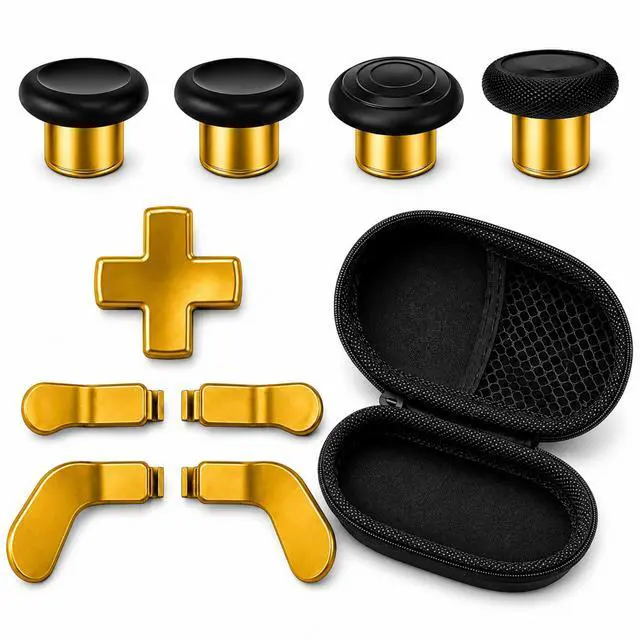 Main image of QXWPBV 17-in-1 Metal Thumbsticks Paddles D-Pad Replacement Kit for Xbox Elite Series 2 / Elite Series 2 Core Controller Model 1797, Gold