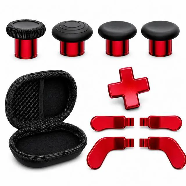 Main image of QXWPBV 17-in-1 Metal Thumbsticks Paddles D-Pad Replacement Kit for Xbox Elite Series 2 / Elite Series 2 Core Controller Model 1797, Red