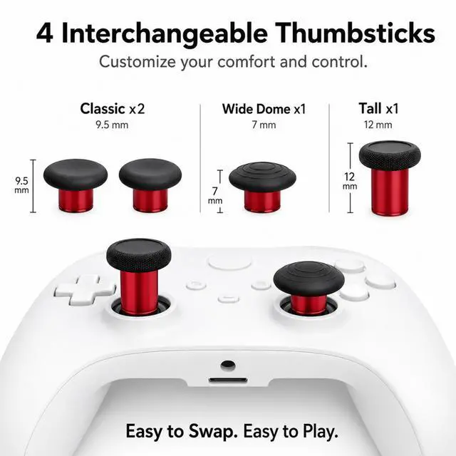 Alt view image 5 of 6 - QXWPBV 17-in-1 Metal Thumbsticks Paddles D-Pad Replacement Kit for Xbox Elite Series 2 / Elite Series 2 Core Controller Model 1797, Red
