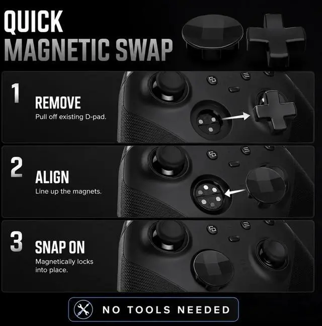 Alt view image 3 of 7 - QXWPBV 2 Pack Magnetic Metal D-Pads for Xbox Elite Series 2 and Xbox One Elite Controllers, Model 1797 and 1698, Black