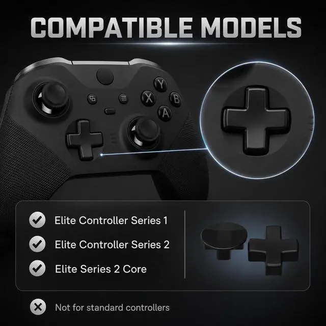 Alt view image 5 of 7 - QXWPBV 2 Pack Magnetic Metal D-Pads for Xbox Elite Series 2 and Xbox One Elite Controllers, Model 1797 and 1698, Black