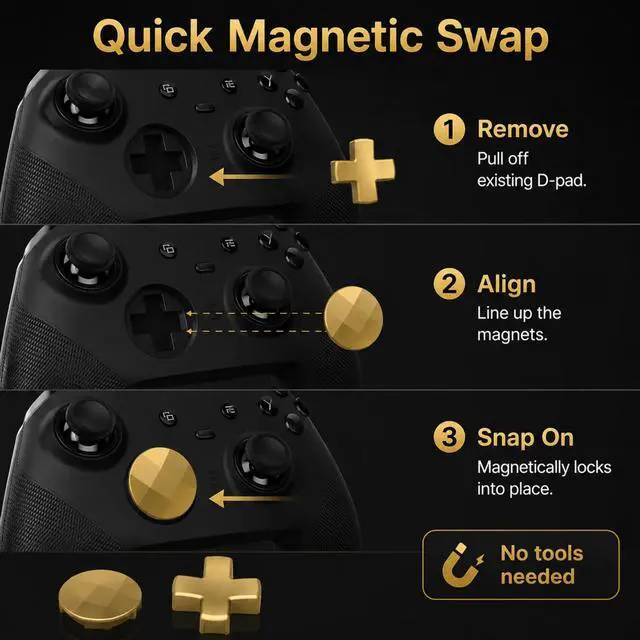 Alt view image 3 of 6 - QXWPBV 2 Pack Stainless Steel D-Pad Replacements for Xbox Elite Series 2 Core and Xbox One Elite Controllers, Gold