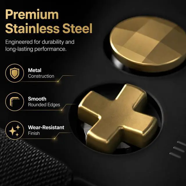 Alt view image 4 of 6 - QXWPBV 2 Pack Stainless Steel D-Pad Replacements for Xbox Elite Series 2 Core and Xbox One Elite Controllers, Gold