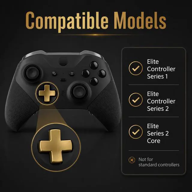 Alt view image 6 of 6 - QXWPBV 2 Pack Stainless Steel D-Pad Replacements for Xbox Elite Series 2 Core and Xbox One Elite Controllers, Gold