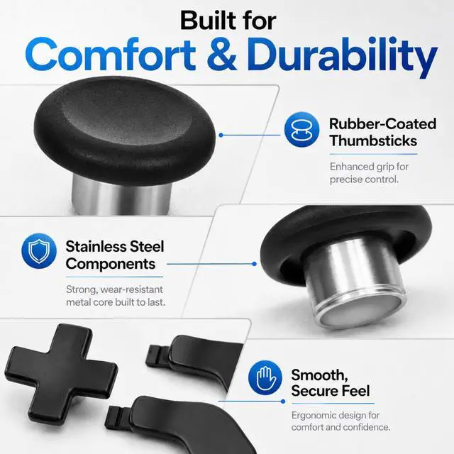 Alt view image 6 of 7 - QXWPBV 4-Pack Magnetic Metal Thumbsticks Joystick Replacement Kit for Xbox Elite Series 2 and Elite Series 2 Core Controller Model 1797, Black/Silver