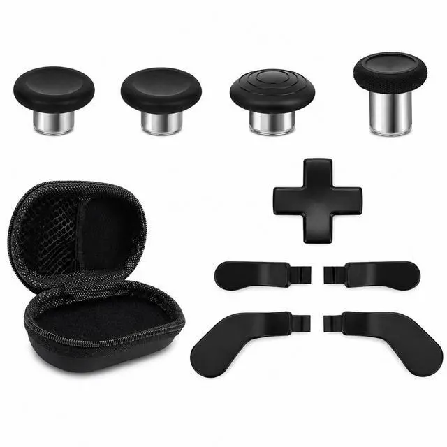 Main image of QXWPBV 4-Pack Magnetic Metal Thumbsticks Joystick Replacement Kit for Xbox Elite Series 2 and Elite Series 2 Core Controller Model 1797, Black/Silver
