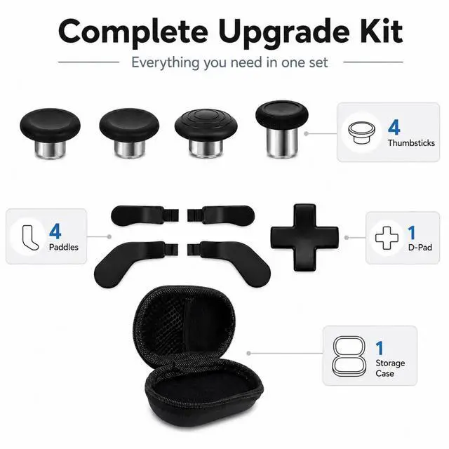 Alt view image 3 of 7 - QXWPBV 4-Pack Magnetic Metal Thumbsticks Joystick Replacement Kit for Xbox Elite Series 2 and Elite Series 2 Core Controller Model 1797, Black/Silver