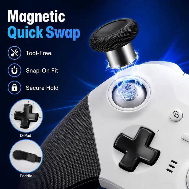 Alt view image 5 of 7 - QXWPBV 4-Pack Magnetic Metal Thumbsticks Joystick Replacement Kit for Xbox Elite Series 2 and Elite Series 2 Core Controller Model 1797, Black/Silver