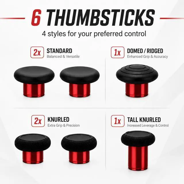 Alt view image 5 of 7 - QXWPBV 17-in-1 Metal Thumbsticks Paddles D-Pad Replacement Kit for Xbox Elite Series 2 Core Controller Model 1797, Red