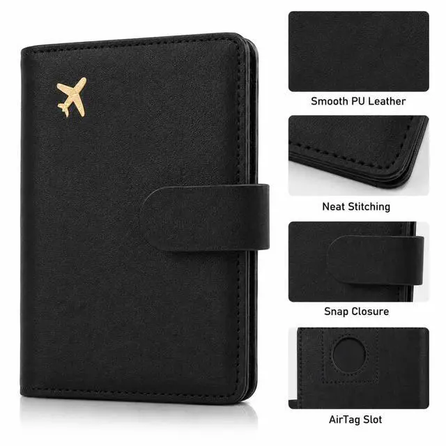 Alt view image 5 of 7 - QXWPBV RFID Blocking Passport Holder Travel Wallet Set with Tracker Slot, 6 Piece, Black