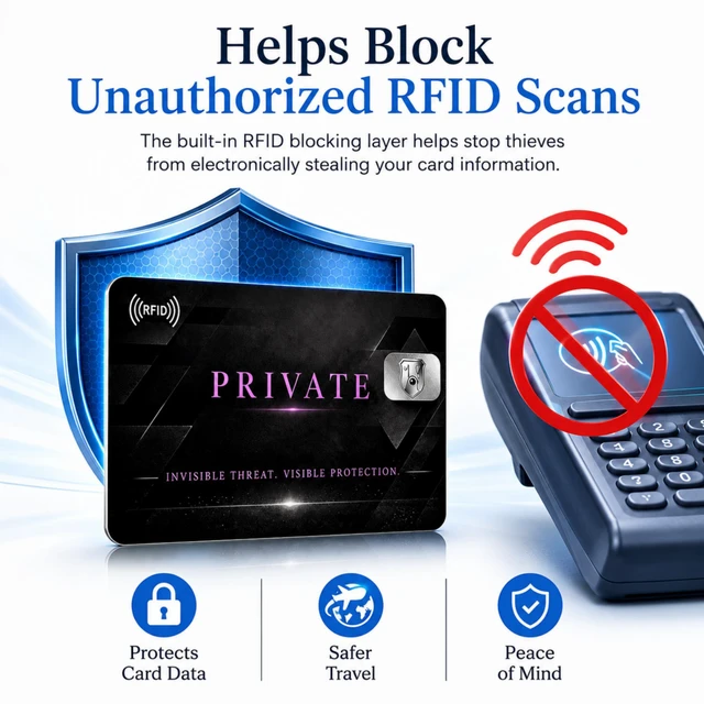 Alt view image 4 of 7 - QXWPBV RFID Blocking Cards 4-Pack, NFC Contactless Credit & Debit Card Protector for Wallet, ID and Passport Card, Slim No-Battery RFID Card Blocker, Black