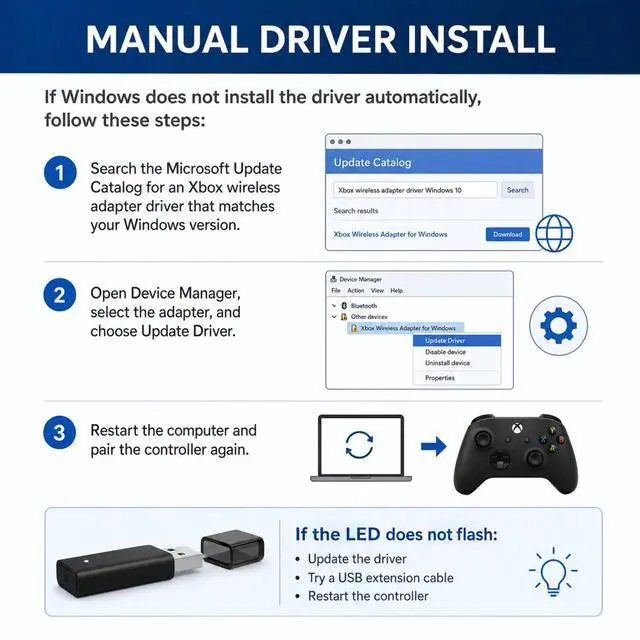 Alt view image 5 of 7 - QXWPBV Wireless Adapter for Xbox Controllers, USB Receiver for Windows PC, Compatible with Xbox Series X/S, Xbox One and Elite Series 2, Black