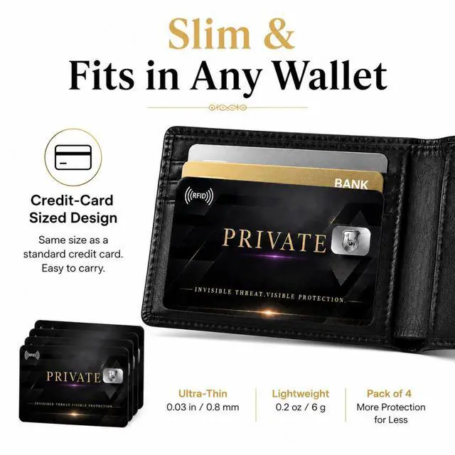 Alt view image 7 of 7 - QXWPBV RFID Blocking Cards 4 Pack NFC Blocking Credit Card Protector for Wallet Passport Holder Debit Card ID Contactless Card Protection, Black