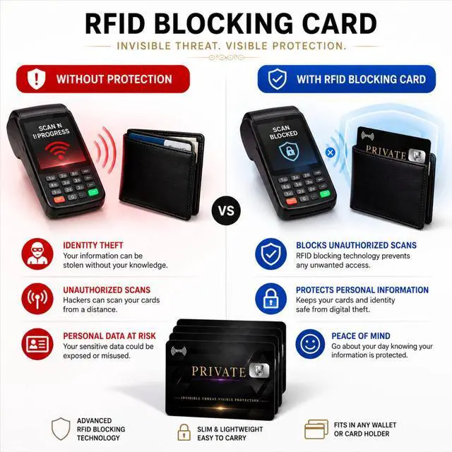 Alt view image 5 of 7 - QXWPBV RFID Blocking Cards 4 Pack NFC Blocking Credit Card Protector for Wallet Passport Holder Debit Card ID Contactless Card Protection, Black
