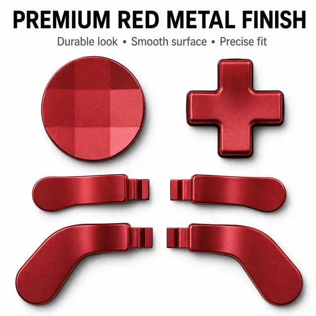 Alt view image 4 of 7 - QXWPBV 7-Piece Magnetic Metal D-Pad Rear Paddles Replacement Kit Compatible with Xbox Elite Series 1 Series 2 and Elite Series 2 Core Controllers, Metallic Red