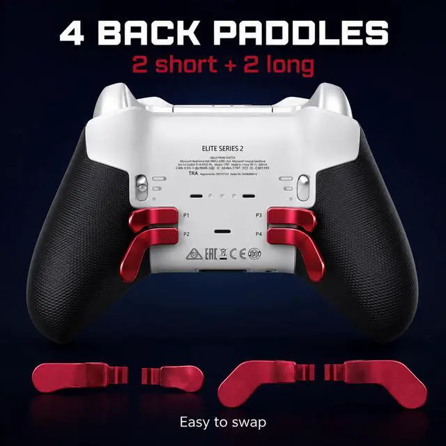 Alt view image 6 of 7 - QXWPBV 7-Piece Magnetic Metal D-Pad Rear Paddles Replacement Kit Compatible with Xbox Elite Series 1 Series 2 and Elite Series 2 Core Controllers, Metallic Red