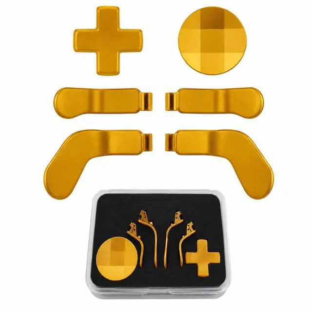Main image of QXWPBV 7-Piece Magnetic Metal D-Pad Rear Paddles Replacement Kit Compatible with Xbox Elite Series 1 Series 2 and Elite Series 2 Core Controllers, Metallic Gold