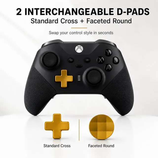 Alt view image 5 of 7 - QXWPBV 7-Piece Magnetic Metal D-Pad Rear Paddles Replacement Kit Compatible with Xbox Elite Series 1 Series 2 and Elite Series 2 Core Controllers, Metallic Gold