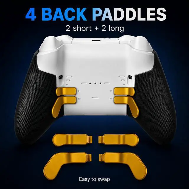 Alt view image 4 of 7 - QXWPBV 7-Piece Magnetic Metal D-Pad Rear Paddles Replacement Kit Compatible with Xbox Elite Series 1 Series 2 and Elite Series 2 Core Controllers, Metallic Gold