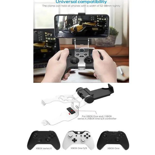 Alt view image 2 of 7 - QXWPBV Phone Mount Clip Compatible with Xbox Series and Xbox One Controllers, 270 Degree Adjustable Controller Holder, Black