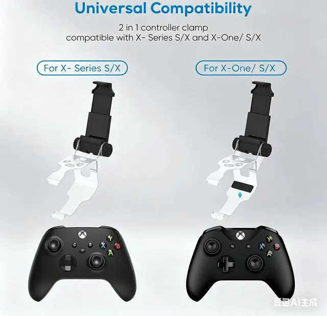 Alt view image 4 of 7 - QXWPBV Phone Mount Clip Compatible with Xbox Series and Xbox One Controllers, 270 Degree Adjustable Controller Holder, Black