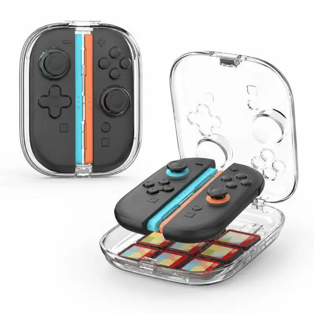 Alt view image 2 of 7 - QXWPBV Clear Storage Case Compatible with Switch 2 Joy-Con 2 Grip, Hard PC Travel Carrying Holder with 6 Game Card Slots, Crystal Clear