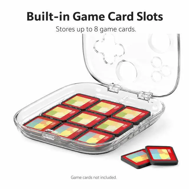 Alt view image 3 of 7 - QXWPBV Clear Storage Case Compatible with Switch 2 Joy-Con 2 Grip, Hard PC Travel Carrying Holder with 6 Game Card Slots, Crystal Clear