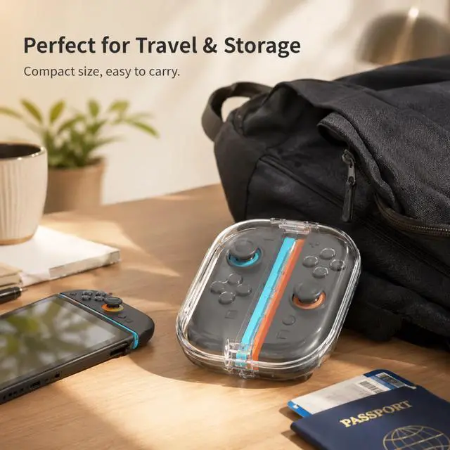 Alt view image 6 of 7 - QXWPBV Clear Storage Case Compatible with Switch 2 Joy-Con 2 Grip, Hard PC Travel Carrying Holder with 6 Game Card Slots, Crystal Clear