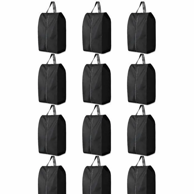 Main image of QXWPBV Travel Shoe Bags, 12 Pack Black Large Shoe Organizer Bags with Zipper and Handle, Water-Resistant Oxford Fabric Shoe Pouches for Travel, Closet, Gym and Storage