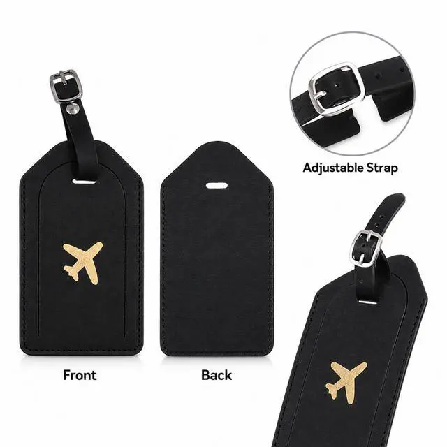 Alt view image 6 of 7 - QXWPBV RFID Blocking Passport Holder Set with AirTag Tracker Slot, Travel Wallet and Luggage Tags, 6-Piece, Black